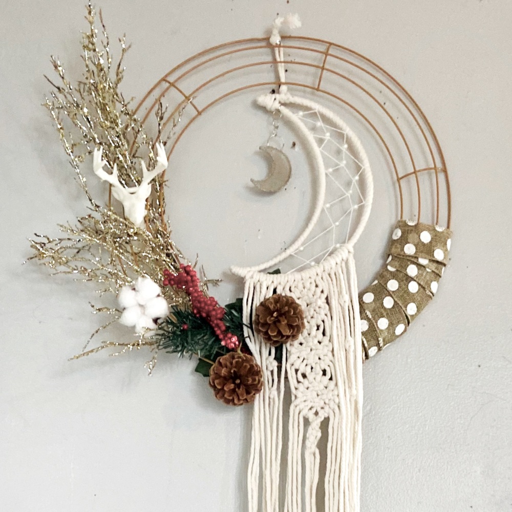 Holiday Macrame Hanging Boho Wreath Wall Decor
